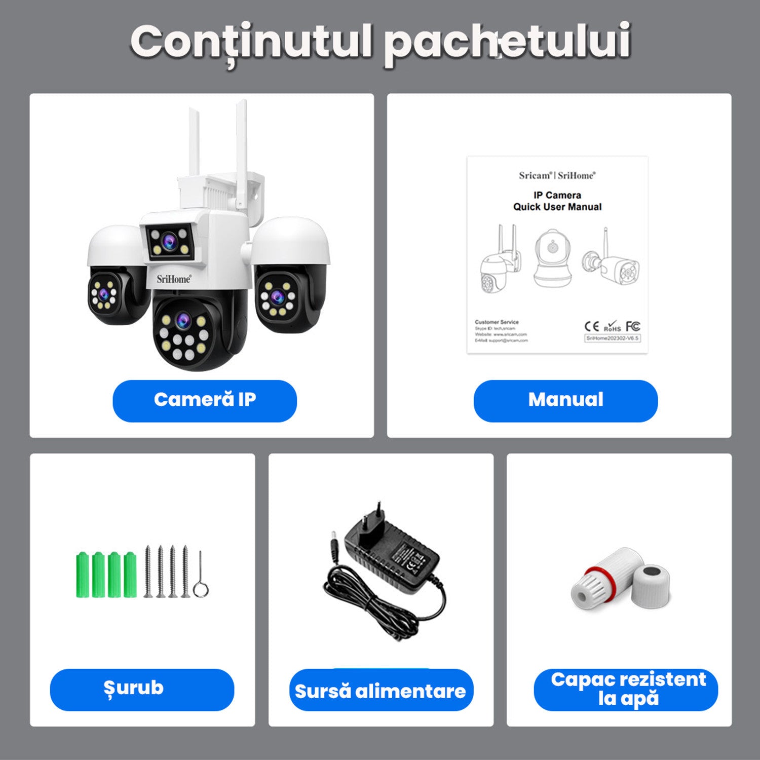 Camera Cvadrupla De Supraveghere Video WIFI CCTV SriHome SH069 PRO Camera Cvadrupla De Supraveghere Video WIFI CCTV SriHome SH069 PRO